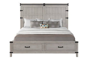 Alexandria Queen Storage Bed, Mountain Mist Finish Queen Beige Wood Wood