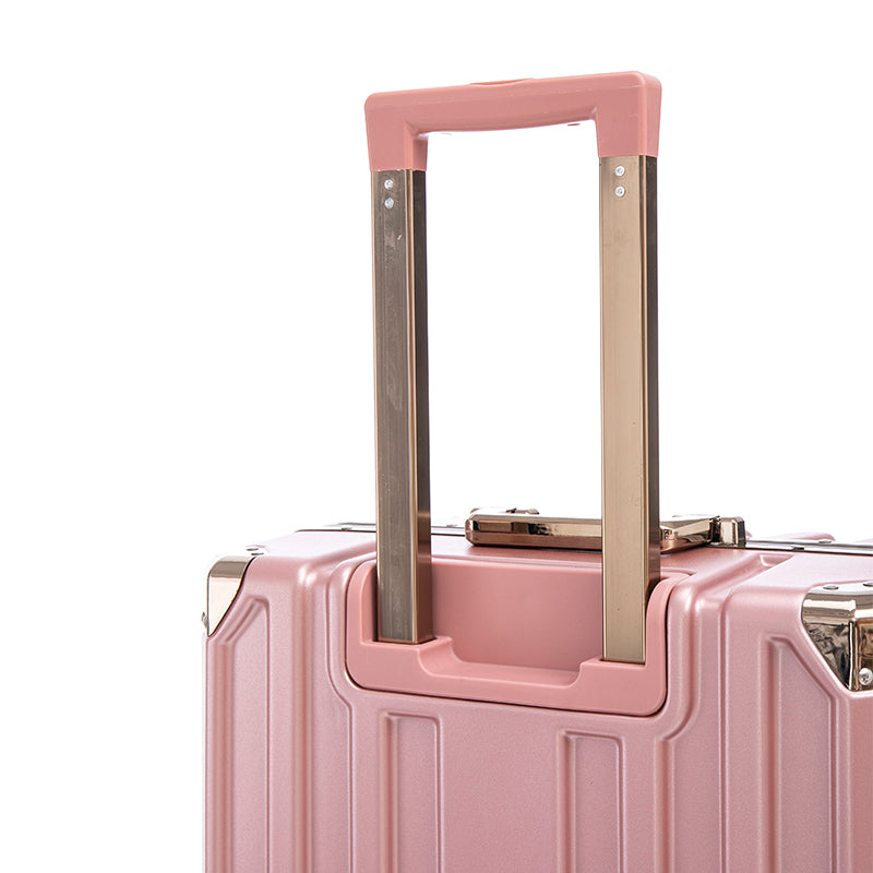 Luggage Sets Expandable Aluminum 20 24 28 Inch Three Model Set, Stylish Suitcase With Aluminum Frame Password Lock, Suitable For Travel Suitcases And Suitcases Pink Contemporary Aluminum