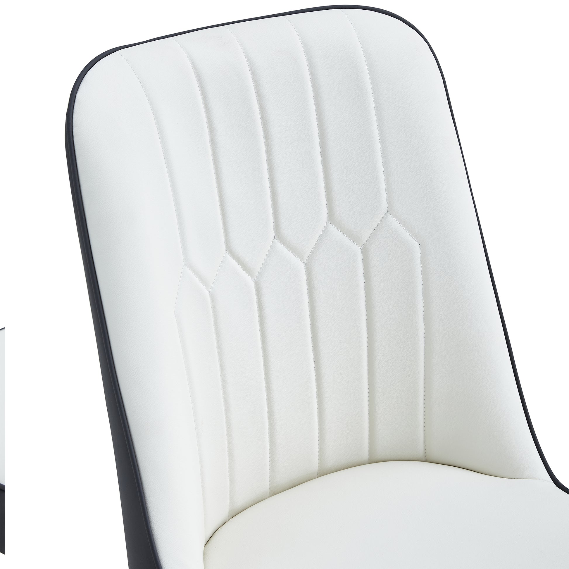 Table And Chair Set, Round Table With White Marble Pattern, Gold Mdf Table Legs, Soft And Comfortable Dining Chair, Suitable For Kitchen And Living Room White Mdf