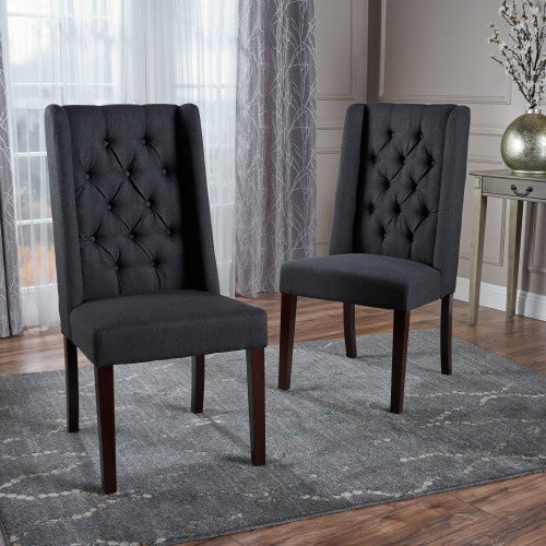 Dining Chair Charcoal Wood Fabric