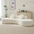 Arrived 105.5''Curved Sofa, Modern Minimalist Sofa, Cloud Couch Sofa 3 4 Seater Couch With 2 Pillows,Bedroom, No Assembly Required, Point Shaped Corduroy, Anti Wrinkle Beige Beige Polyester Primary Living Space Tight Back Soft Modern Foam Upholstered 3