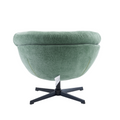 Comfy Chenille Upholstered 360 Swivel Club Chair Accent Chair With Removable Cushion, Round Office Chair With Black Metal Base, Cotton Material, Living Room, Bedroom, Reading Corner, Office Green