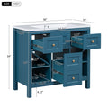 36'' Bathroom Vanity With Resin Sink Combo, Solid Wood Frame Bathroom Storage Cabinet, Freestanding Vanity Set With 5 Drawers& Soft Closing Doors Same As Sw000141Aam Blue Bathroom Solid Wood Mdf Resin