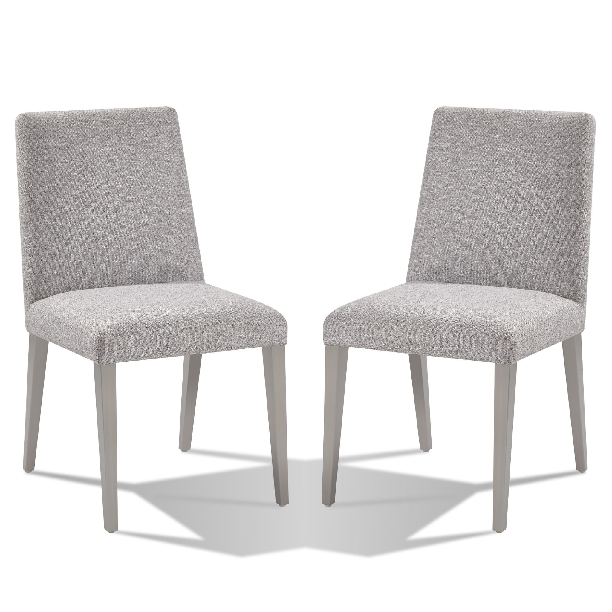 Hal 18 Inch Parson Dining Chair, Fabric Upholstered, Set Of 2, Silver, Gray Gray Silver Wood Fabric