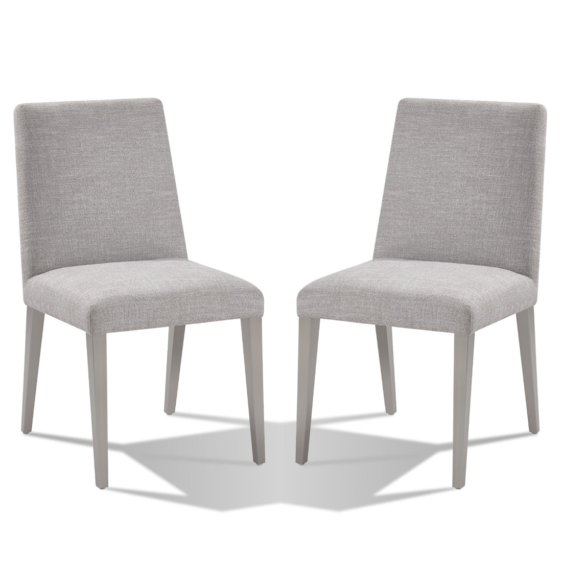 Hal 18 Inch Parson Dining Chair, Fabric Upholstered, Set Of 2, Silver, Gray Gray Silver Wood Fabric