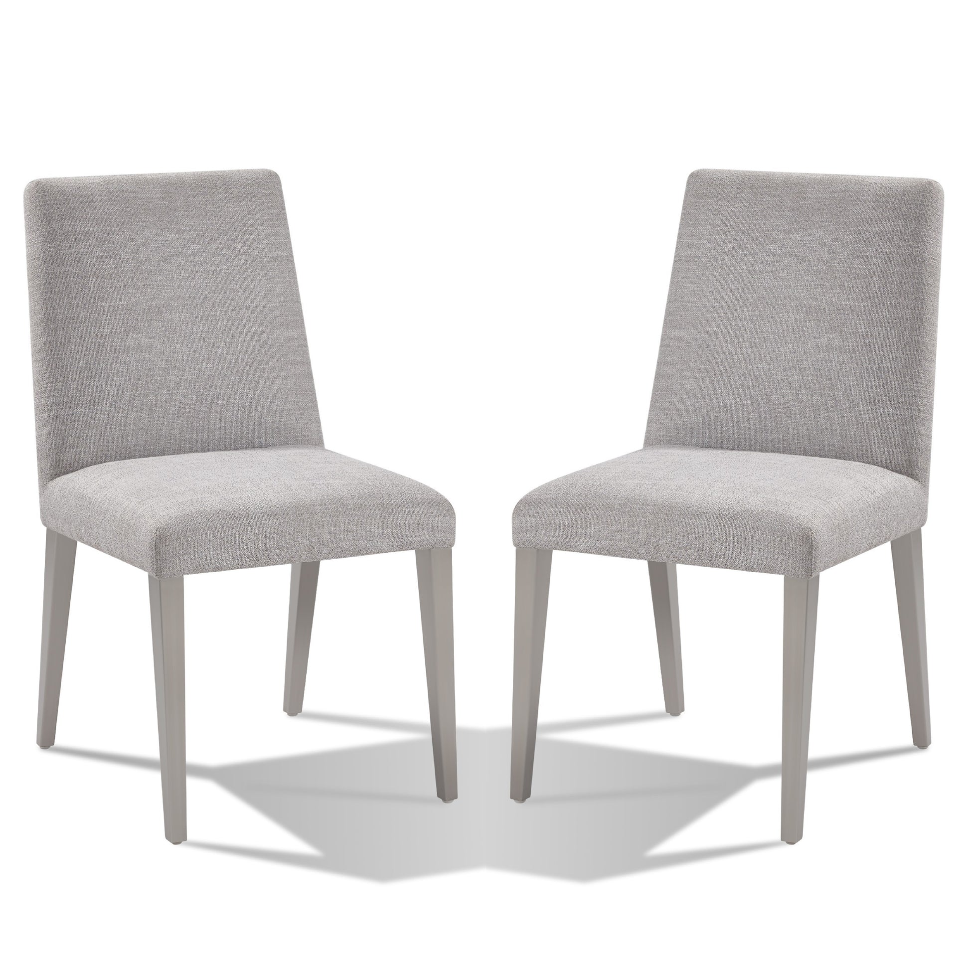 Hal 18 Inch Parson Dining Chair, Fabric Upholstered, Set Of 2, Silver, Gray Gray Silver Wood Fabric