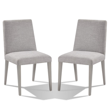 Hal 18 Inch Parson Dining Chair, Fabric Upholstered, Set Of 2, Silver, Gray Gray Silver Wood Fabric