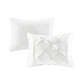 7 Piece Tufted Comforter Set White Queen Queen White Polyester