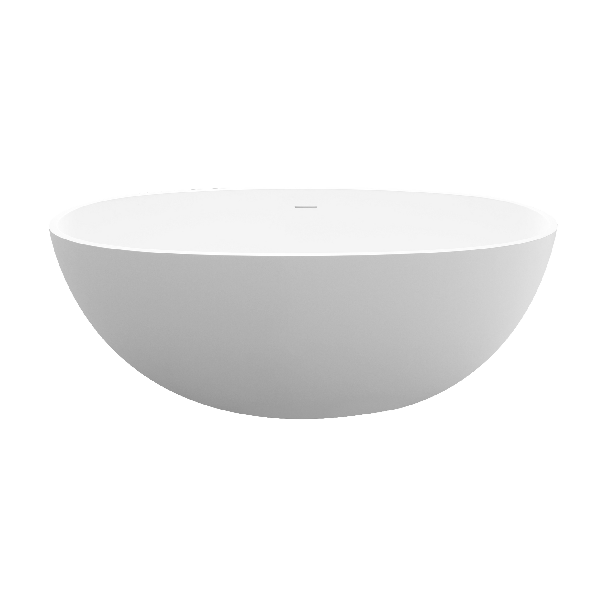 55" Solid Surface Soaking Bathtub Matte White Freestanding Tubs Matte Center Front Solid Surface