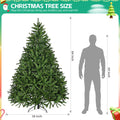 7Ft Artificial Christmas Tree, Premium Unlit Hinged Spruce Full Tree With 2231 Branch Tips, Metal Stand, Hinged Structure, Easy Assembly Festival Celebration Xmas Tree For Home, Office, Party Green