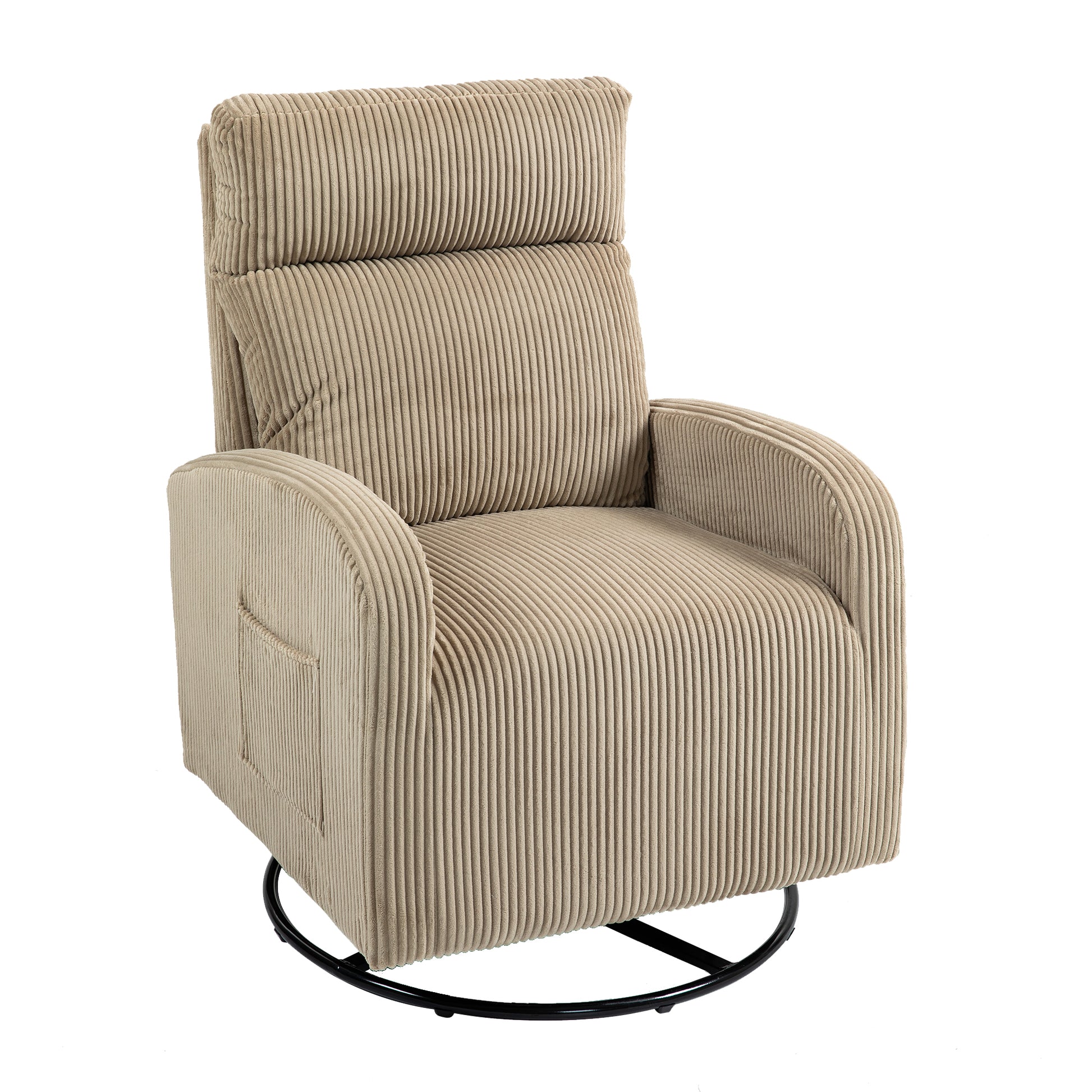 Jiada Upholstered Swivel Glider.Flannel Fabric.Rocking Chair For Nursery In Light Brown.Modern Style One Left Bag Light Brown Primary Living Space Foam Fabric Metal