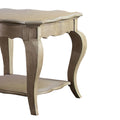 Antique Taupe End Table With Bottom Shelf Taupe Gold Primary Living Space Shelves Rectangular Solid Wood