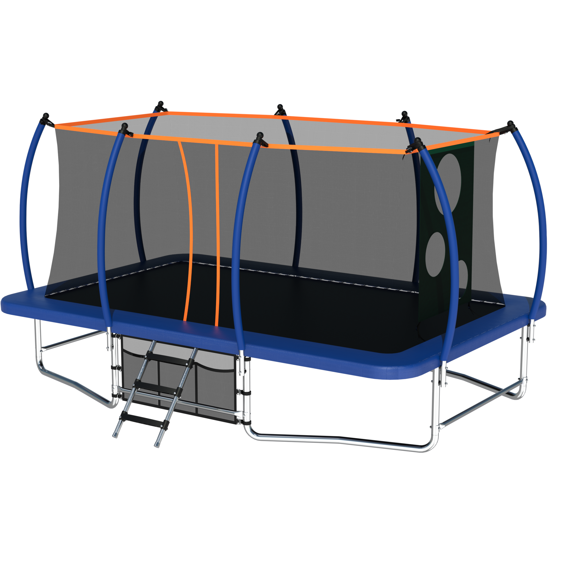 10X16Ft Outdoor Square Trampolines For Kids Adults Long Rectangular Tumbling Trampoline Blue Steel