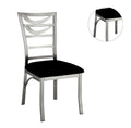 Contemporary Silver Metal 2Pc Dining Chairs Black Microfiber Seat Dining Room Ladder Back Chair Satin Plated Powder Coating Metal Black,Silver Dining Room Powder Coated Contemporary,Modern Side Chair Set Of 2 Metal,Microfiber