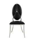 Black Side Chair With Oval Back Set Of 2 Solid Black Dining Room Modern Side Chair Solid Back Set Of 2 Faux Leather