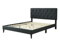 Queen Sized Tufted Bed In A Box W Usb Black Upholstered