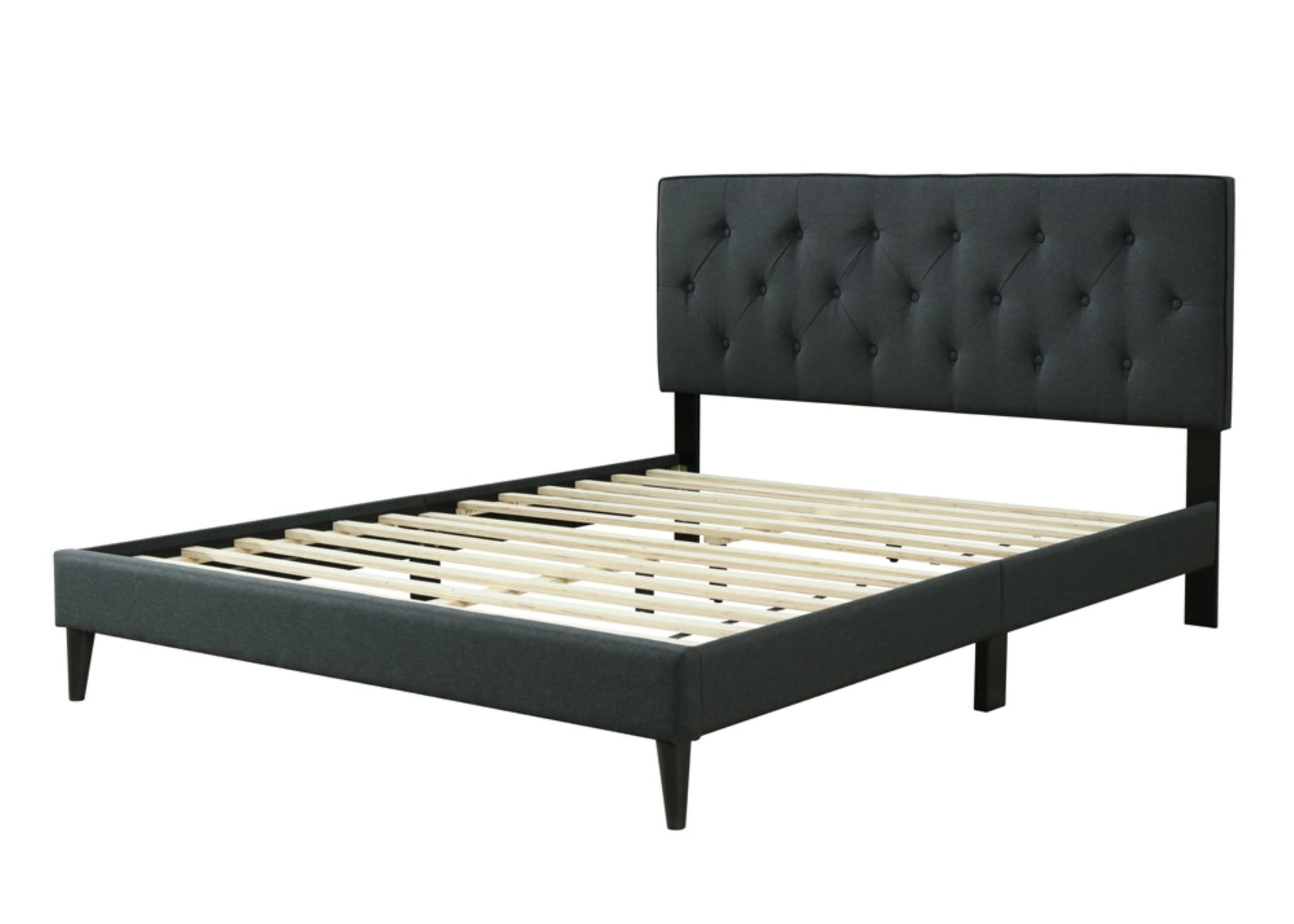 Queen Sized Tufted Bed In A Box W Usb Black Upholstered