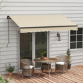 Outsunny 12' X 10' Retractable Awning, Patio Awning Sunshade Shelter With Manual Crank Handle, 280Gsm Uv Resistant Fabric And Aluminum Frame For Deck, Balcony, Yard, Beige And White Beige Polyester