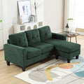 Velvet Sectional Couchl Shaped Sofa With Ottoman For Small Apartment Emerald Velvet 3 Seat