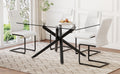 Table And Chair Set.Modern Rectangular Glass Dining Table With 0.39