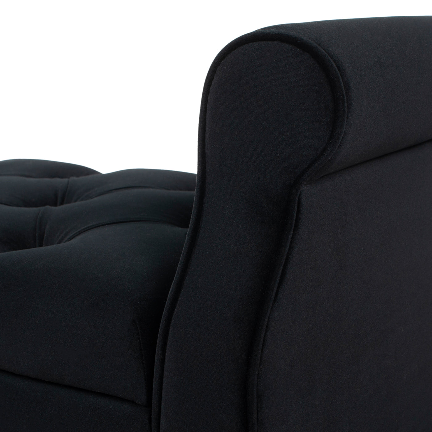 Jacqueline 57.5" Tufted Roll Arm Storage Bench, Anthracite Black Velvet Anthracite Foam Velvet