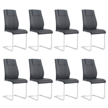 Modern Dining Chairs With Faux Leather Padded Seat Dining Living Room Chairs Upholstered Chair With Metal Legs Design For Kitchen, Living, Bedroom, Dining Room Side Chairs Set Of 8 Black Pu C 001 Black Foam Pu