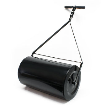 Combination Push Tow Poly Lawn Roller With Easy Turn Tethered Plug, 14 By 24" 60L 16 Gallon Black Steel