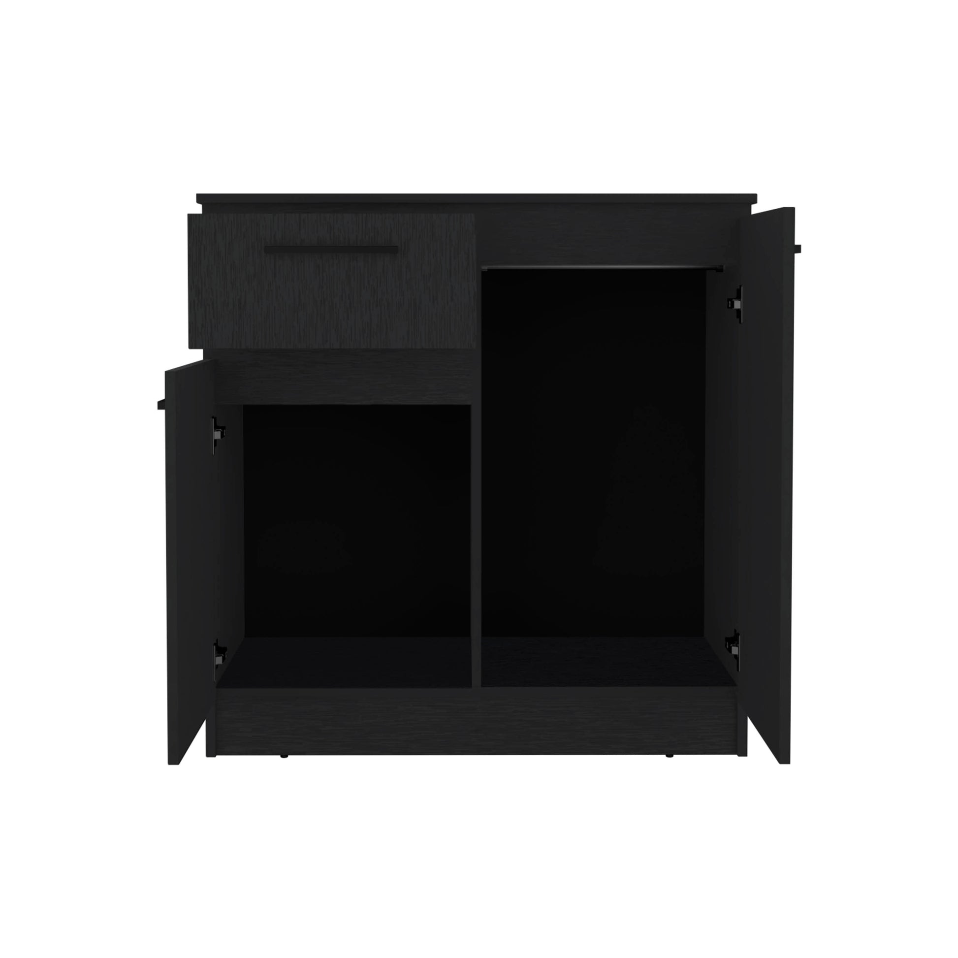 Dresser With 2 Door And Single Drawer, Black Black Solid Wood Mdf Engineered Wood