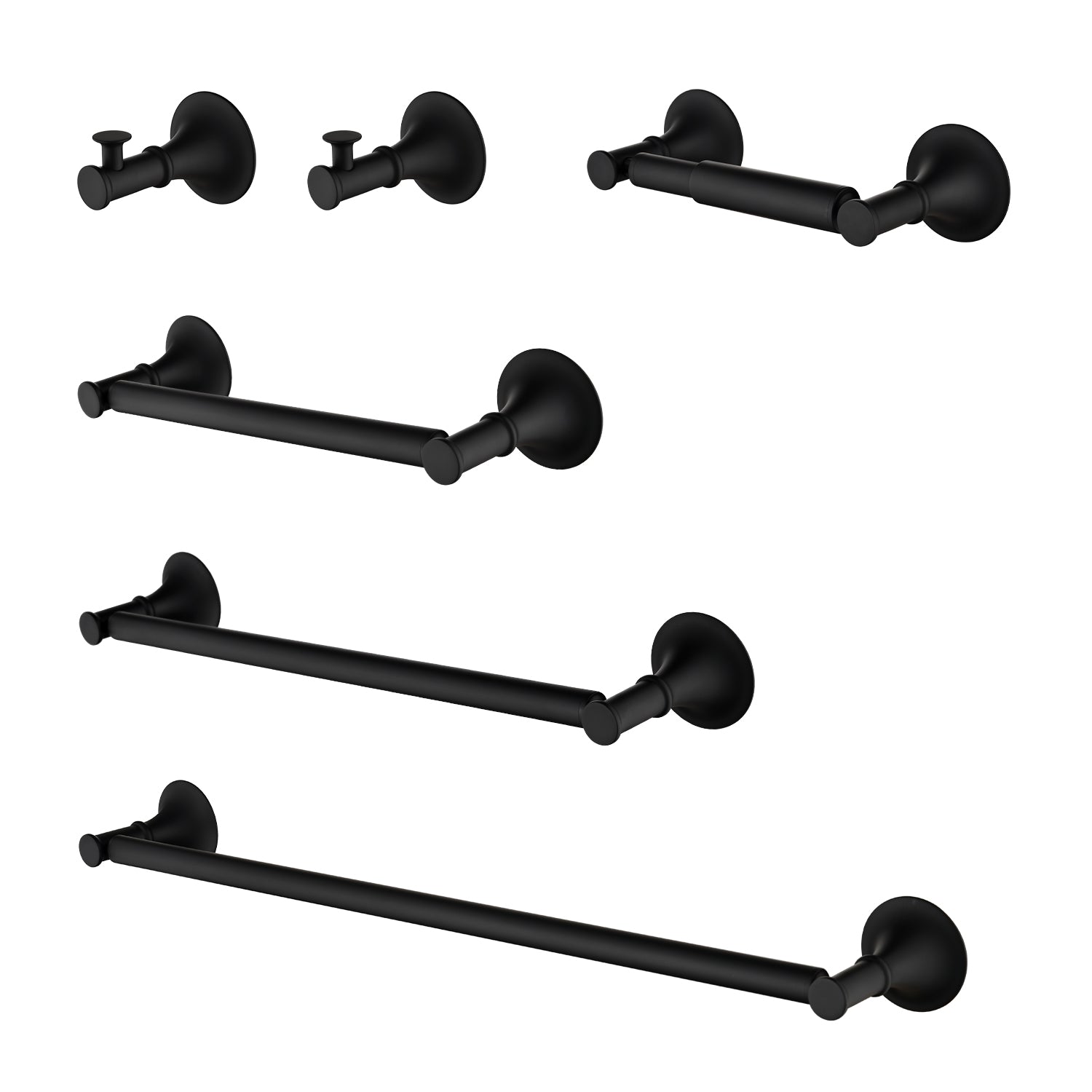 6 Piece Brass Bathroom Towel Rack Set Wall Mount Matte Black Brass