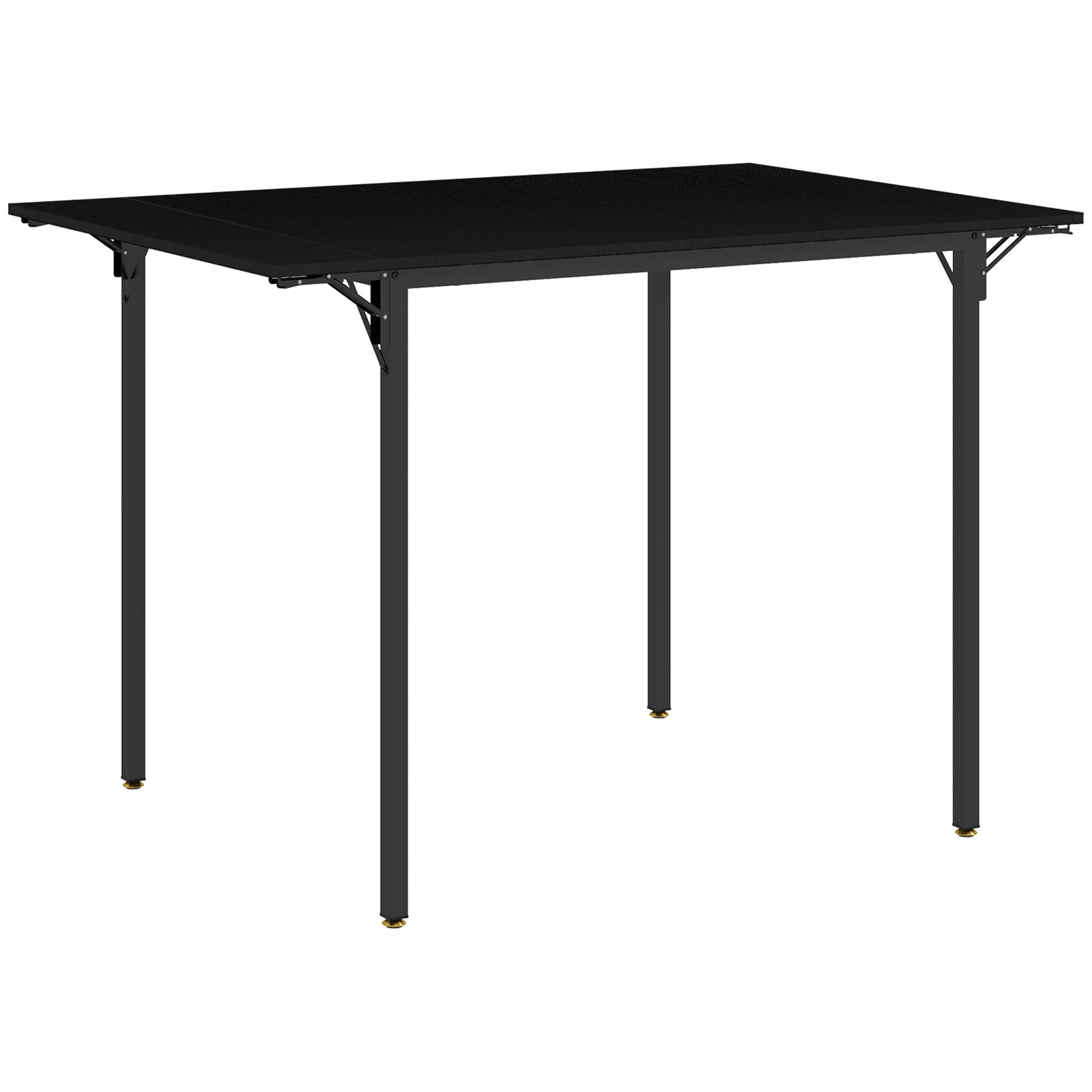 Homcom Industrial Folding Dining Table For 2 To 4, Space Saving Drop Leaf Kitchen Table For Small Spaces, Black Black Mdf