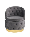 360 Degree Swivel Cuddle Barrel Accent Storage Chairs Gray Velvet