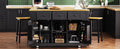 K&K 53Inch Large Kitchen Island With Drop Leaf, Power Outlet, Door Internal Storage Rack, Rolling Kitchen Cart On 5 Wheels With 5 Open Side Racks For Kitchen, Dining Room,Black Not Include Bar