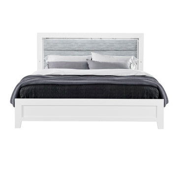 Omoda White Twin Bed With Led White Rubber Wood