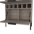 Rowan Bar Cabinet, Six Built In Wine Rack, Double Door Cabinet Light Gray Particle Board Engineered Wood