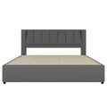 King Size Upholstery Platform Bed With Storage Headboard, 2 Drawers And Trundle, Gray King Gray Upholstered