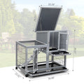 Detachable Rabbit Hutch With Removable Tray And Rolling Casters, Gray White White Gray Pine