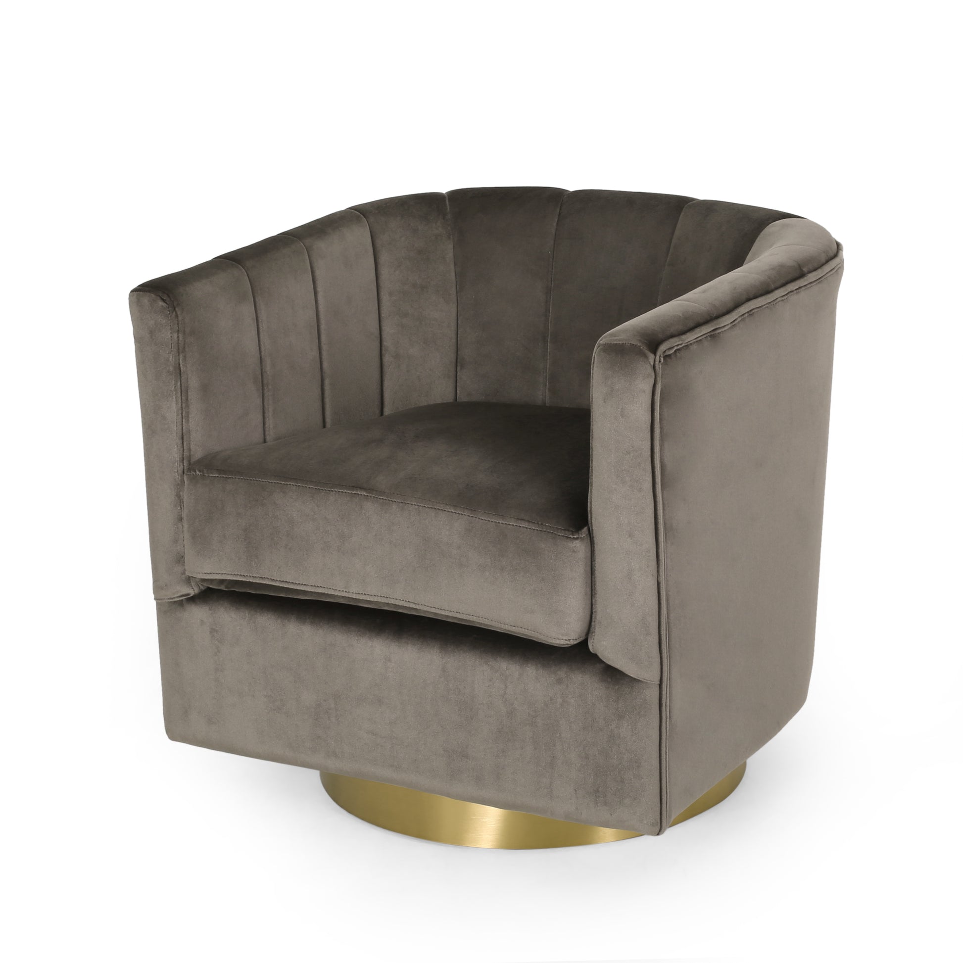Swivel Arm Chair Grey Velvet