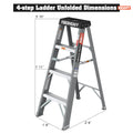 Fiberglass Step Ladder 4 Steps 250Lbs Black Grey Fiberglass