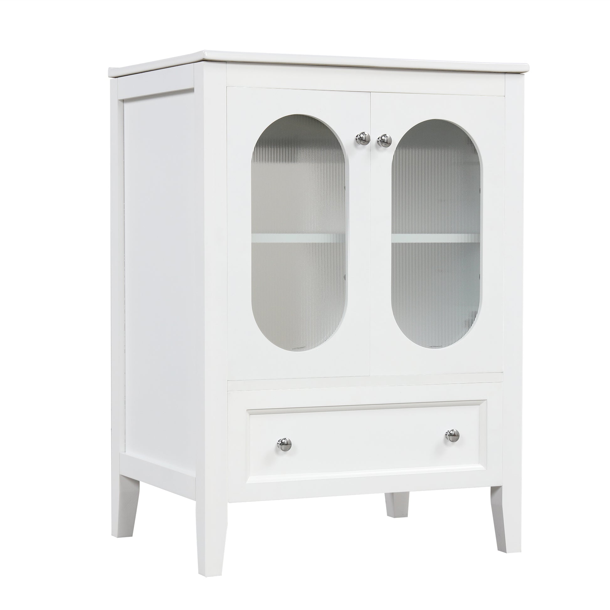 24" Bathroom Vanity With Sink, Bathroom Vanity Cabinet With One Drawer And Doors, Adjustable Shelf, Solid Wood And Mdf, White White Solid Wood Mdf