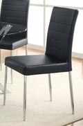 Set Of 4Upholstered Dining Chairs, Black And Chrome Solid Black Dining Room Rectangular Dining Chairs Set Of 4 Or More Chrome,Faux Leather