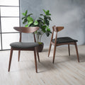 2 Pieces Dining Chairs, Solid Wood, Charcoal Charcoal Fabric