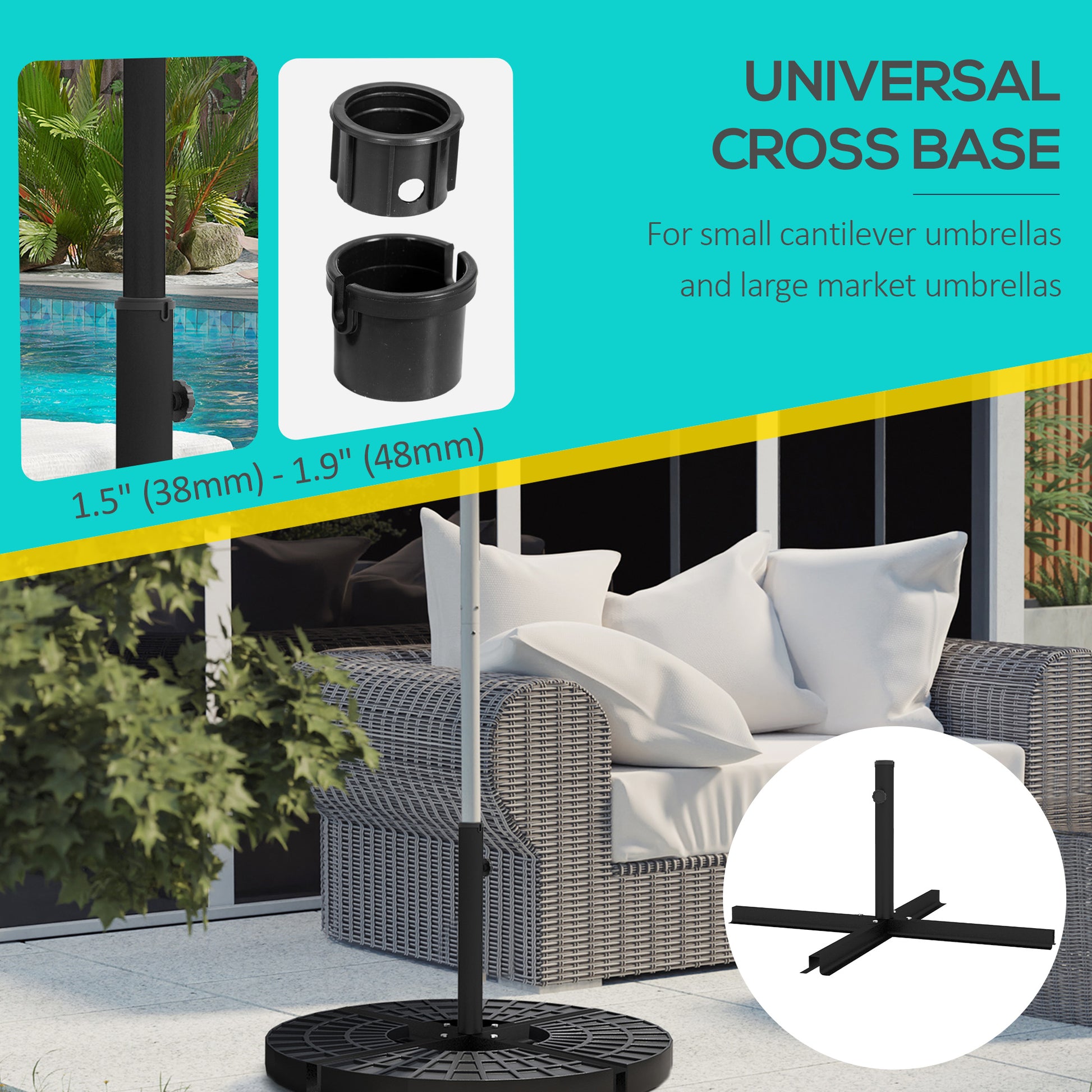 Outsunny Outdoor Universal Cross Brace Stand For Small Offset Umbrella