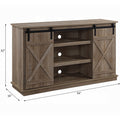 Oak Tv Stand With 2 Sliding Barn Doors Oak Primary Living Space 60 Inches 60 69 Inches Wood Metal