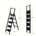 5 Step Ladder Folding Step Stool, 5 Step Ladder With Anti Slip Wide Pedals, Lightweight And Easy To Carry Handle Folding Ladder, Multi Purpose Steel Ladder, Suitable For Home And Office Use Black Steel