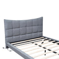Full Size Upholstered Platform Bed With Led Lights,Usb Ports And Outlets,Linen Fabric,Gray Full Gray Wood Metal