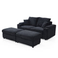 Loveseat With Ottomans,Corduroy Fabric Modular Sectional Sofa,Comfy Deep Plush Couch With Ottomans And Two Pillows,For Small Spaces, Living Room,Bedroom, Office, 5 Colors,Black Black Wood Primary