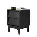 2 Set Nightstands Features Vintage Style And Bevel Design, Made Of Mdf, Mid Century Modern Nightstand, Night Stand For Bedroom Black Mdf