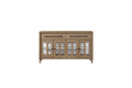 Power Raedy Buffet With Glass Cabinet Doors Sand Solid Wood Mdf