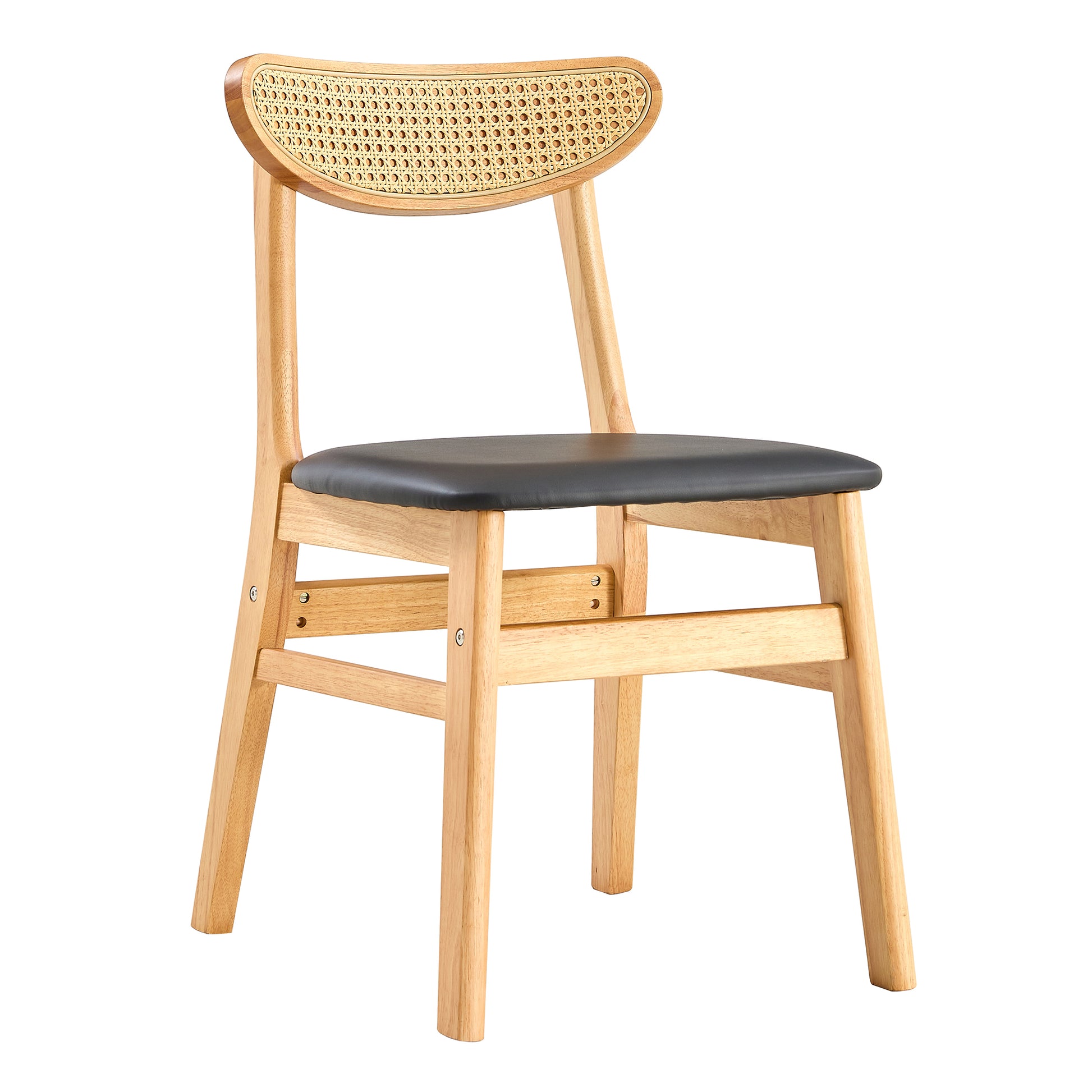 4 The Stylish And Durable Solid Wood Dining Chair, Small Curved Back, Pu Cushion, And Beautiful Shape Match Perfectly With Any Room And Everyday Use Wood Set Of 4 Or More Rubber Wood