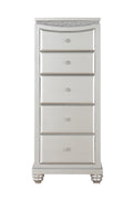 Platinum 5 Drawer Lingerie Chest Silver Bedroom Contemporary Solid Wood Mdf